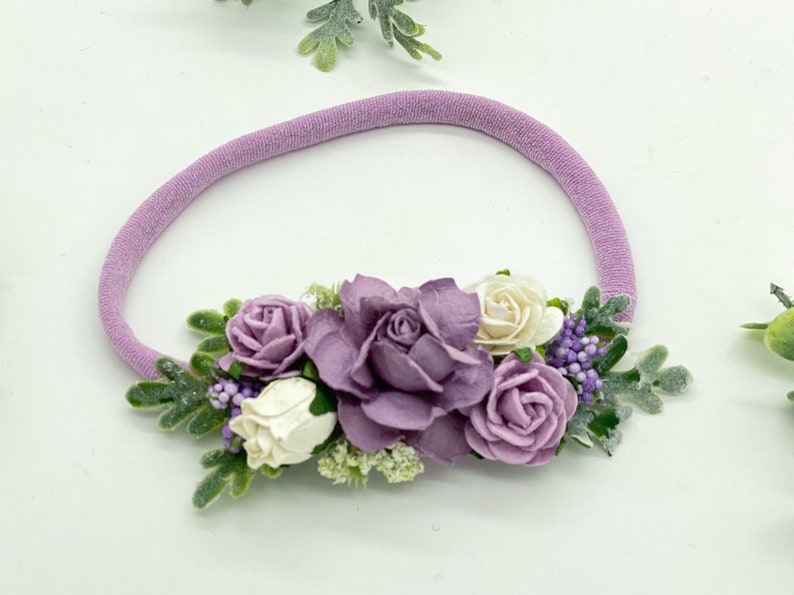 Lavender Floral Headband Baby Flower Crown Baby Flower Etsy