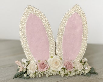 Pink Bunny Ears Headband, Easter Headband, Baby Bunny Headband, Bunny Ears Headband,Newborn Headband, Baby Headband, Woodland Headband