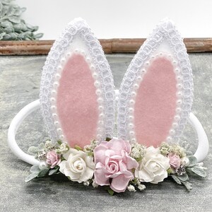 Pink Bunny Ears Headband, Easter Headband, Baby Bunny Headband, Bunny Ear Headband,Newborn Headband, Baby Headband, Newborn Photo Prop
