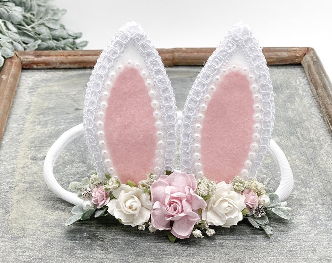 Pink Bunny Ears Headband, Easter Headband, Baby Bunny Headband, Bunny Ear Headband,Newborn Headband, Baby Headband, Newborn Photo Prop