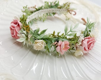 White and Blush Pink  Flower Crown , Flower Girl Crown,Flower Crown, Halo Flower Crown,Bridal Crown Maternity Crown,Wedding Headpiece