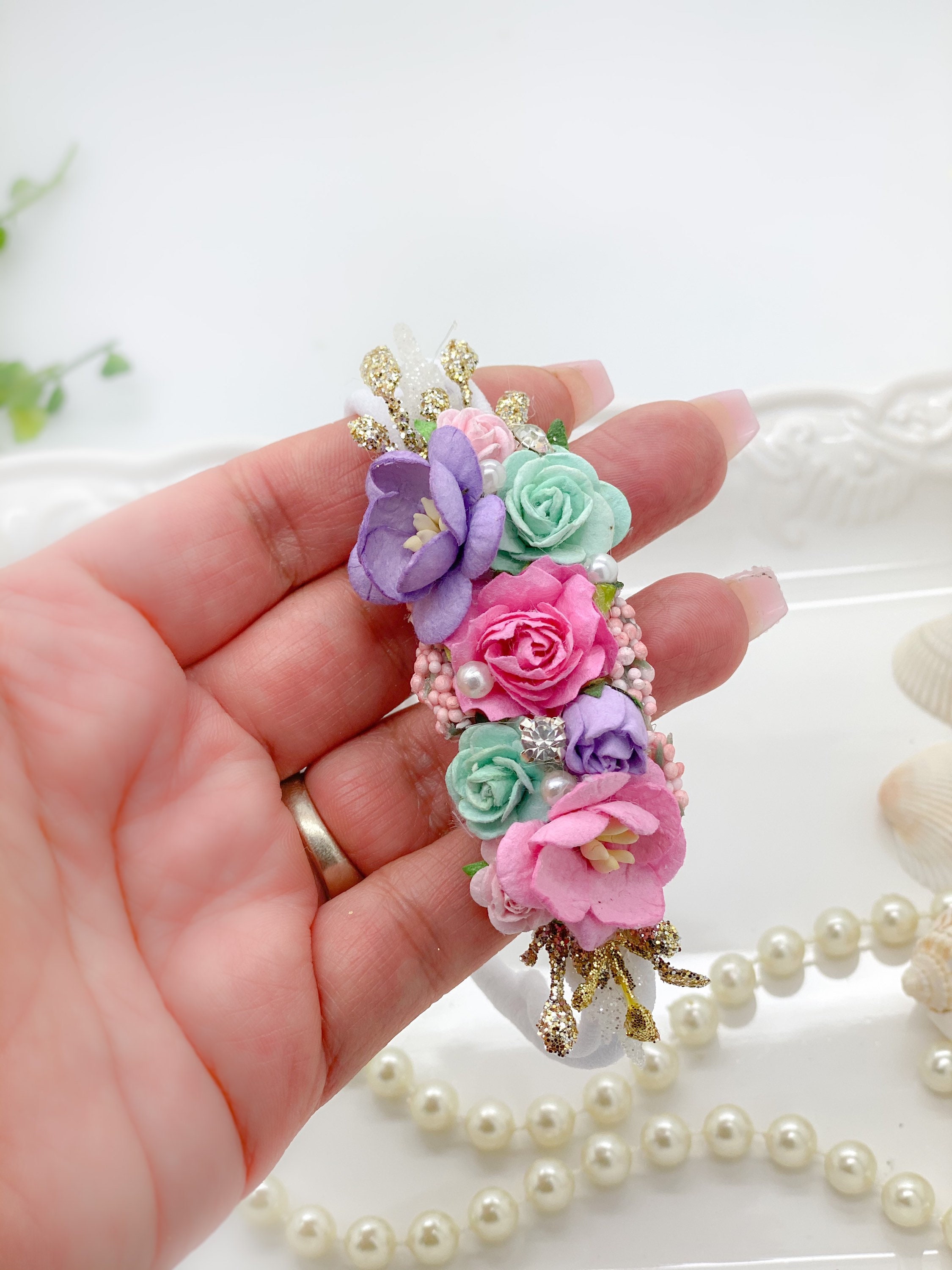 Aqua Rose baby gift set Pink Lavender and Aqua Gown with bow headband
