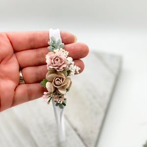 Petite pink floral baby headband, Newborn Headband, Dainty Headband, Baby Girls Headband, Newborn Flower Crown, Baptism baby headband