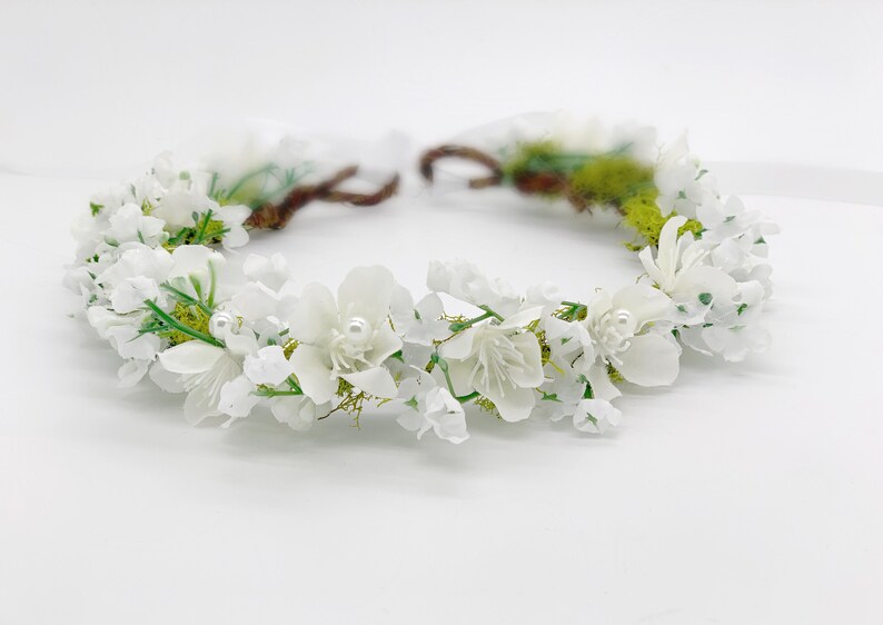 White Flower Crown Floral Crown Flower Girl Crown Bridal - Etsy