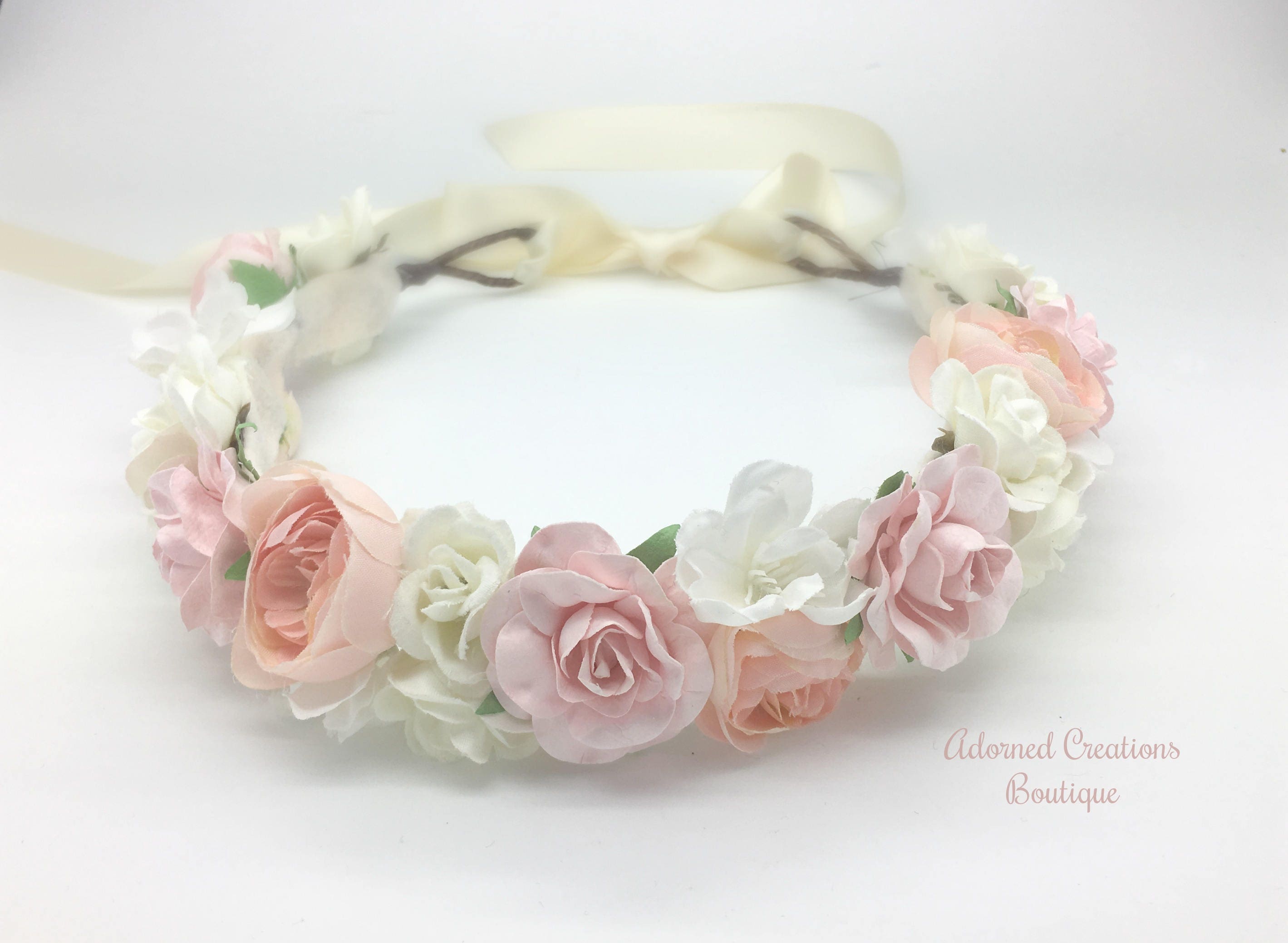 Pink and 2024 white flower crown