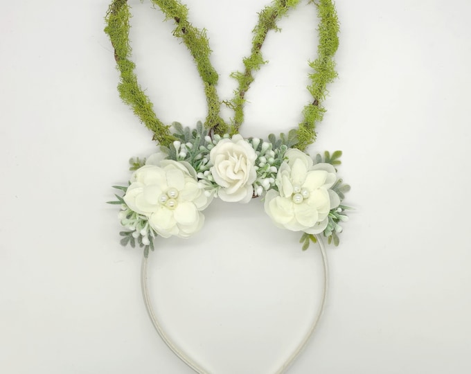 White Neutral Colors Bunny ears Headband,Baby Bunny ears headband,Girls bunny ears headband,white bunny ears headband, Easter Bunny headband