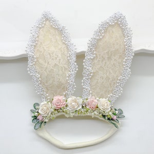 Fascia per orecchie da coniglietto rosa, fascia di Pasqua, fascia per coniglietto, fascia per orecchie da coniglietto, fascia per neonato, fascia per capelli, fascia per capelli Woodland