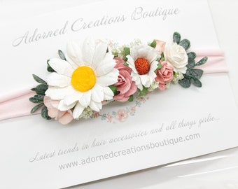 Daisy Flower Headband - Wedding Headband - Baby Headband -  Newborn Headbands -  Girls Headband -  Flower Girl Headband