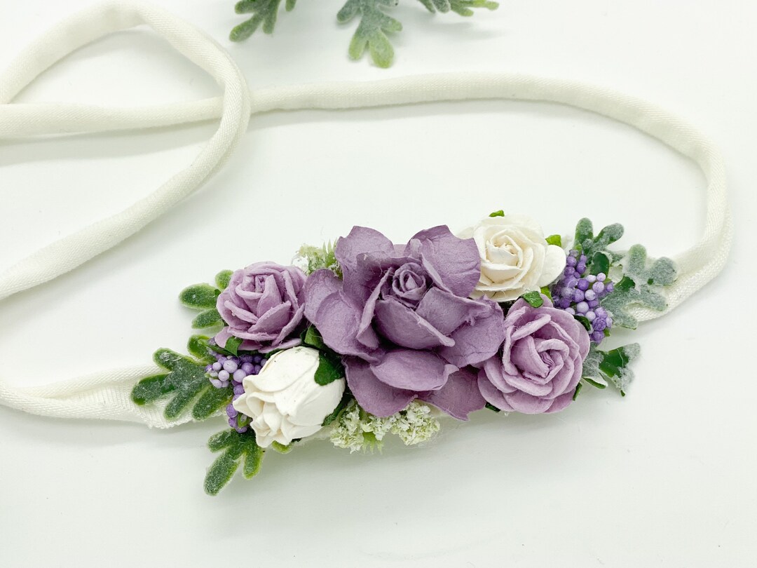 Lavender Floral Headband, Baby Flower Crown, Baby Flower Headband