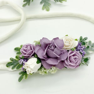 Lavender Floral Headband, Baby Flower Crown, Baby flower Headband, Flowergirl Headband, Bridal Headband