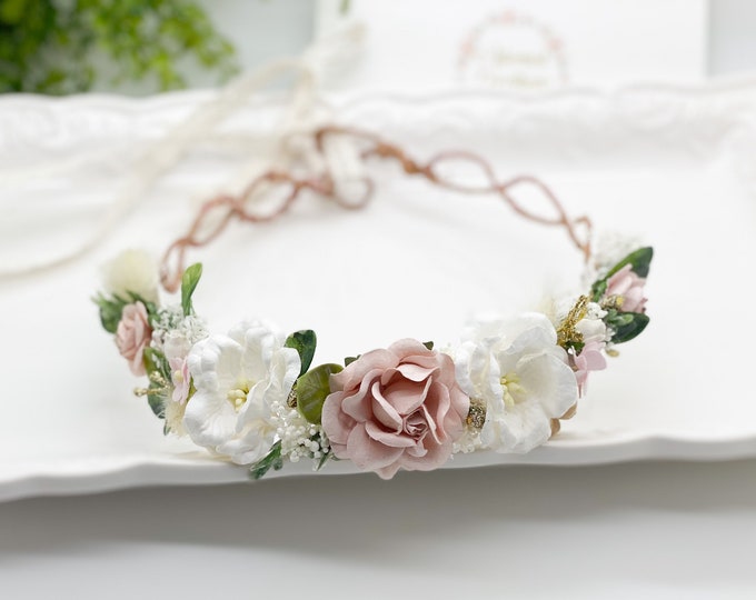 Blush Flower Crown , Flower Girl Crown, Flower Crown, Newborn Flower Crown, Bridal Crown, Floral Halo, Wedding Crown, Boho Wedding, Pink