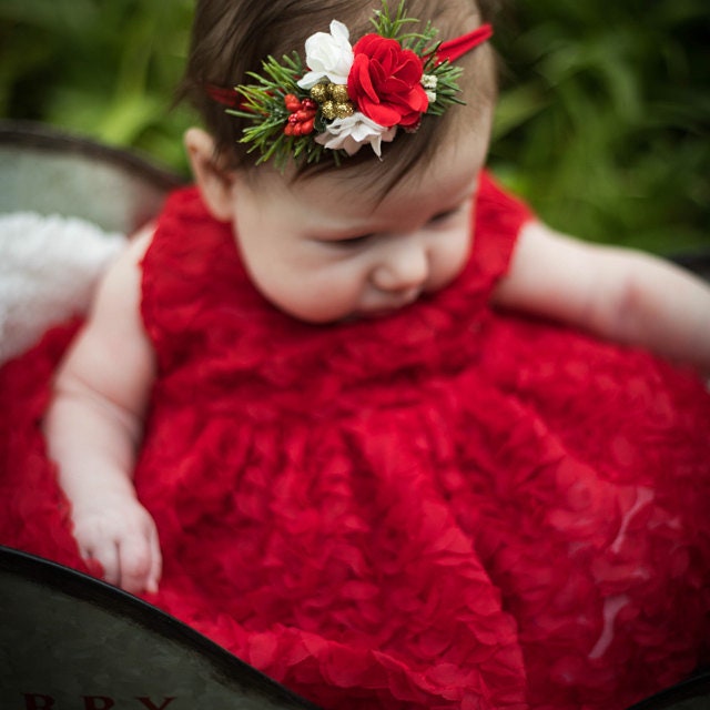 Christmas Baby Headband Red flower Headband Christmas newborn