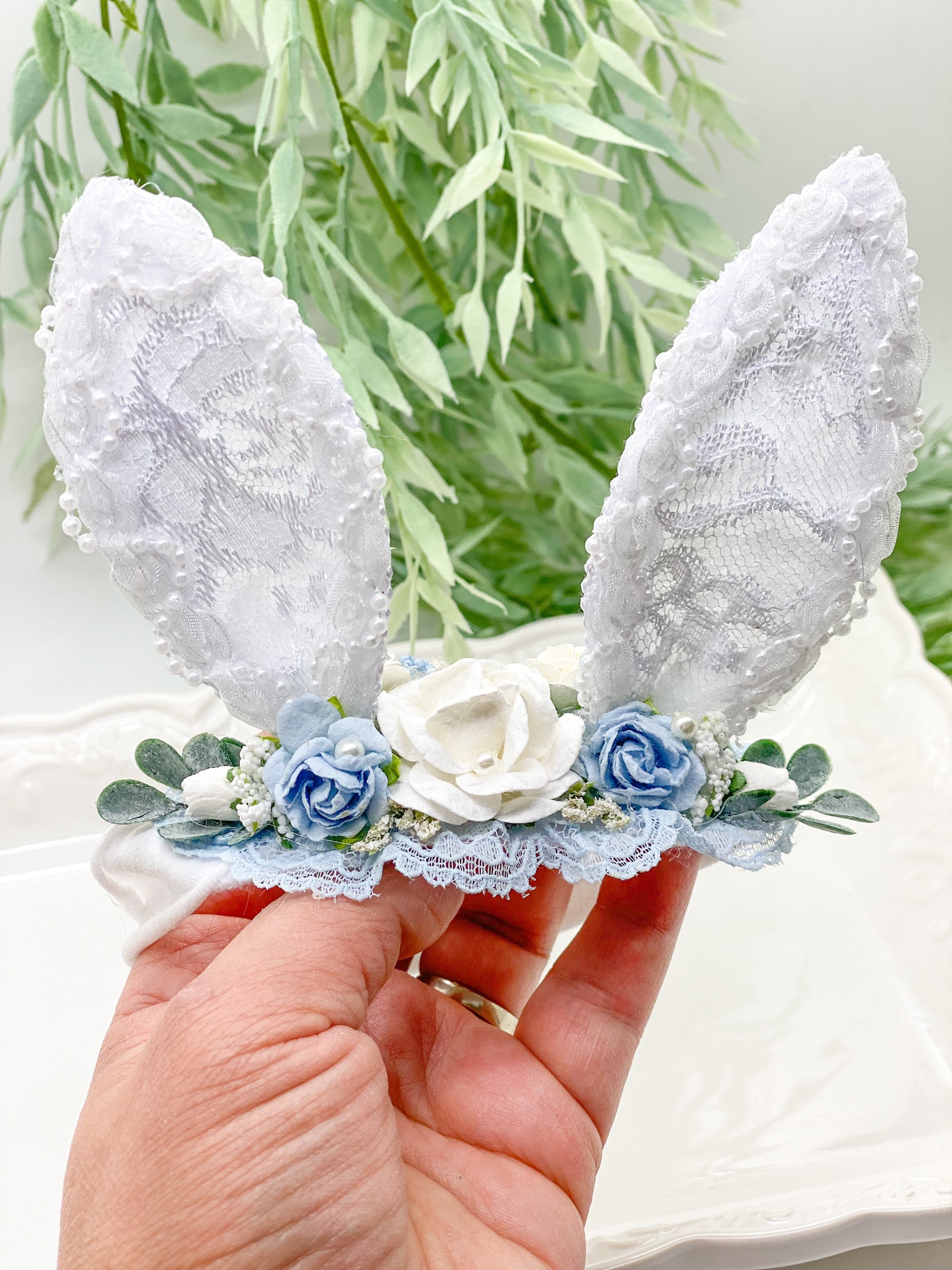 White Bunny Ears Headband