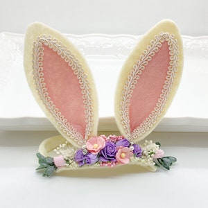 Lavender and Pink Bunny Ears Headband, Easter Headband, Baby Headband, Bunny Ears Headband,Newborn Headband, Baby Headband,Woodland Headband