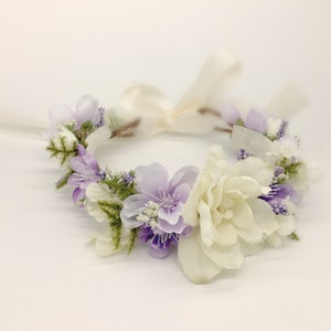 Lavender and Ivory flower crown, newborn flower crown, flower girl crown, flower girl flower crown, Birthday Crown, Maternity Crown, Bridal