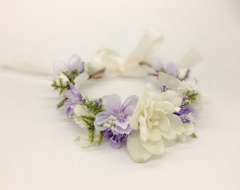 Lavender and Ivory flower crown, newborn flower crown, flower girl crown, flower girl flower crown, Birthday Crown, Maternity Crown, Bridal