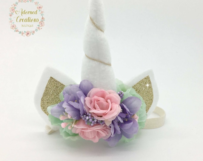 Unicorn headband, Unicorn Birthday headband, Unicorn horn, Headband, Girls unicorn birthday, Newborn unicorn headband, Unicorn photo prop