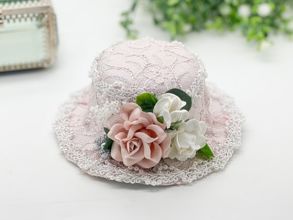 Blush Pink Vintage Mini Top Hat for Newborn to Adult Baby flower Crown Hat Baby hats girls hats Easter hats Tea Part Hats Cake Smash Hat