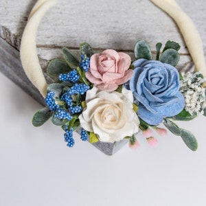 Rosa und Blau Baby Stirnband - Mädchen Stirnband - Neugeborene Blumenkrone - Blumenmädchen Stirnband - Hochzeit Stirnband - Blumenkrone
