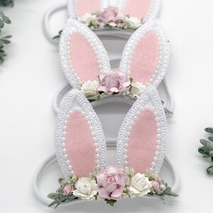 Pink Bunny Ears Headband, Easter Headband, Baby Bunny Headband, Bunny Ears Headband,Newborn Headband, Baby Headband, Woodland Headband