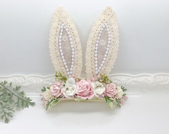 Pink Bunny Ears Headband, Easter Headband, Baby Bunny Headband, Bunny Ears Headband,Newborn Headband, Baby Headband, Woodland Headband