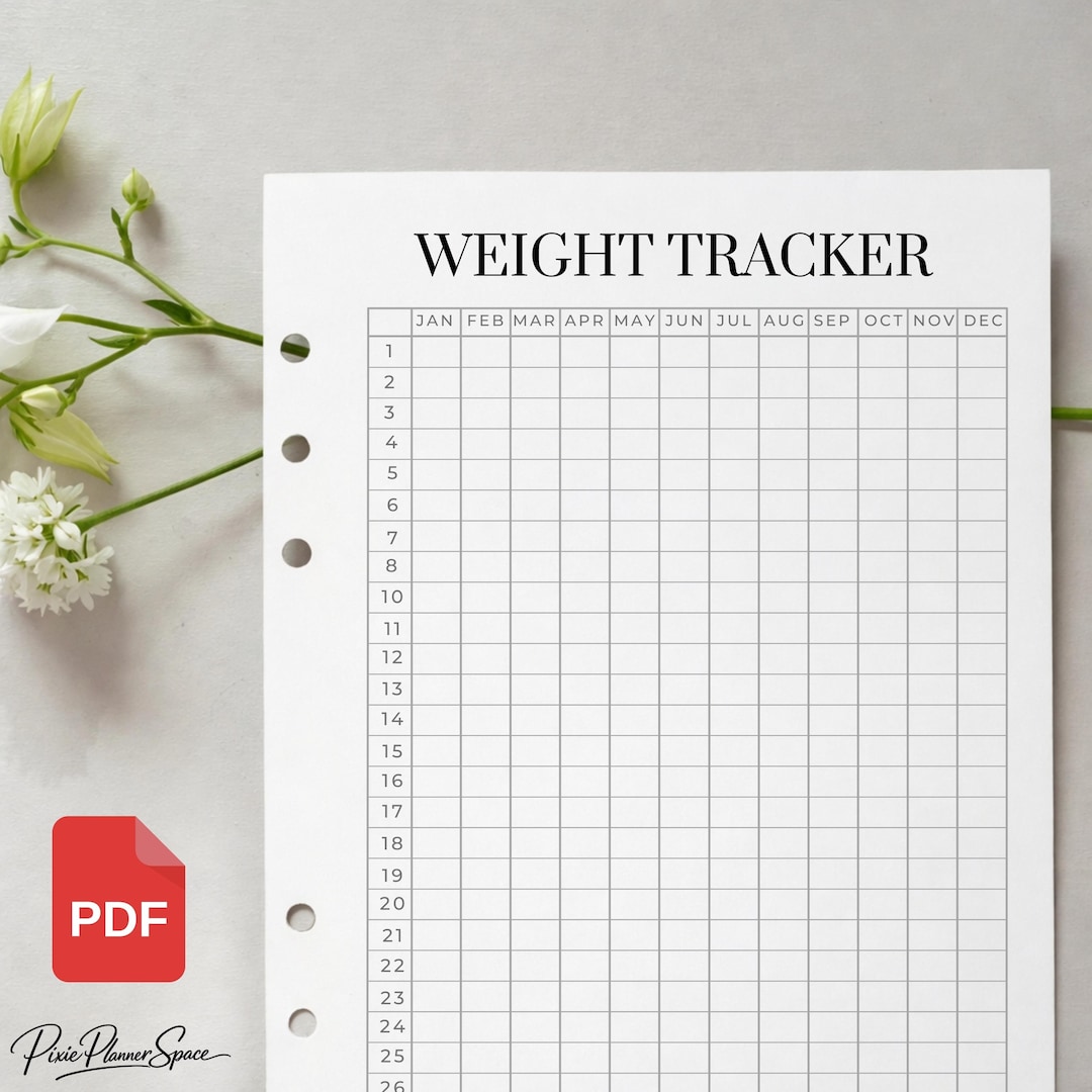 Weight Tracker Template, Minimalist Wellness, for Fitness Journey ...