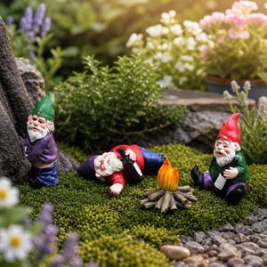Funny Drunk Garden Gnome Set, Miniature Resin Elf Ornaments, Micro Landscape Fairy Garden Decor, Housewarming Birthday Gift for Gardeners