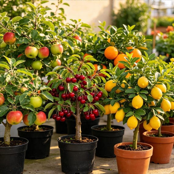 4-in-1 Fruit Tree Seed Kit - Apple, Cherry, Orange & Lemon Seeds for Home Garden, Easy-to-Grow Fruit Trees, Complete Gardening Gift Set