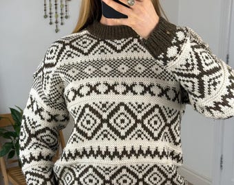 Vintage 1980s 90s Norah Curtis Wool Cardigan Chunky Sweater