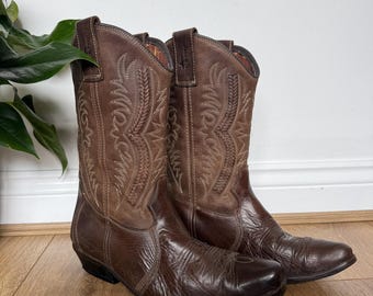 Botas vaqueras vintage John West Western, talla 9 de hombre (Reino Unido)