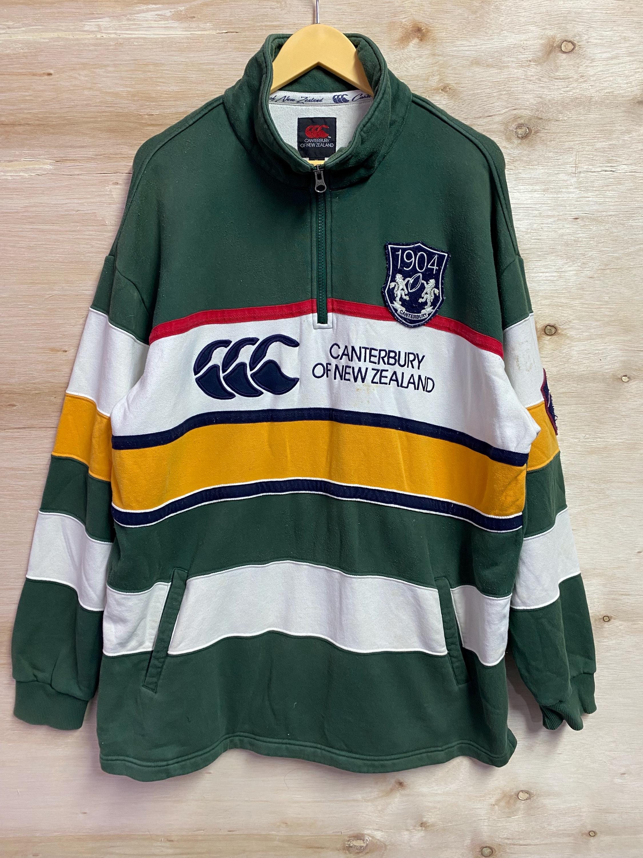 Canterbury 2006 U19 日本代表公式ポロシャツ Canterburry of New Zealand Half Zipper Polo Rugby Stripes Big Logo
