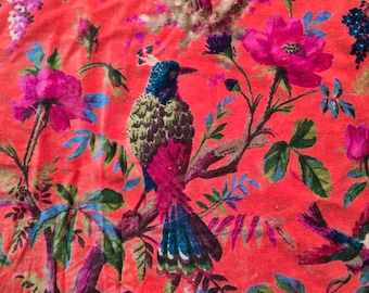Printed Velvet Fabric by Yard Soft Velvet Cloth For Dresses, Upholstery, Curtains, Sewing & Craft