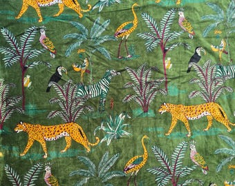 Printed Velvet Fabric by Yard Soft Velvet Cloth For Dresses, Upholstery, Curtains, Sewing & Craft