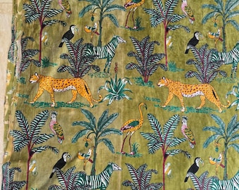 Printed Velvet Fabric by Yard Soft Velvet Cloth For Dresses, Upholstery, Curtains, Sewing & Craft