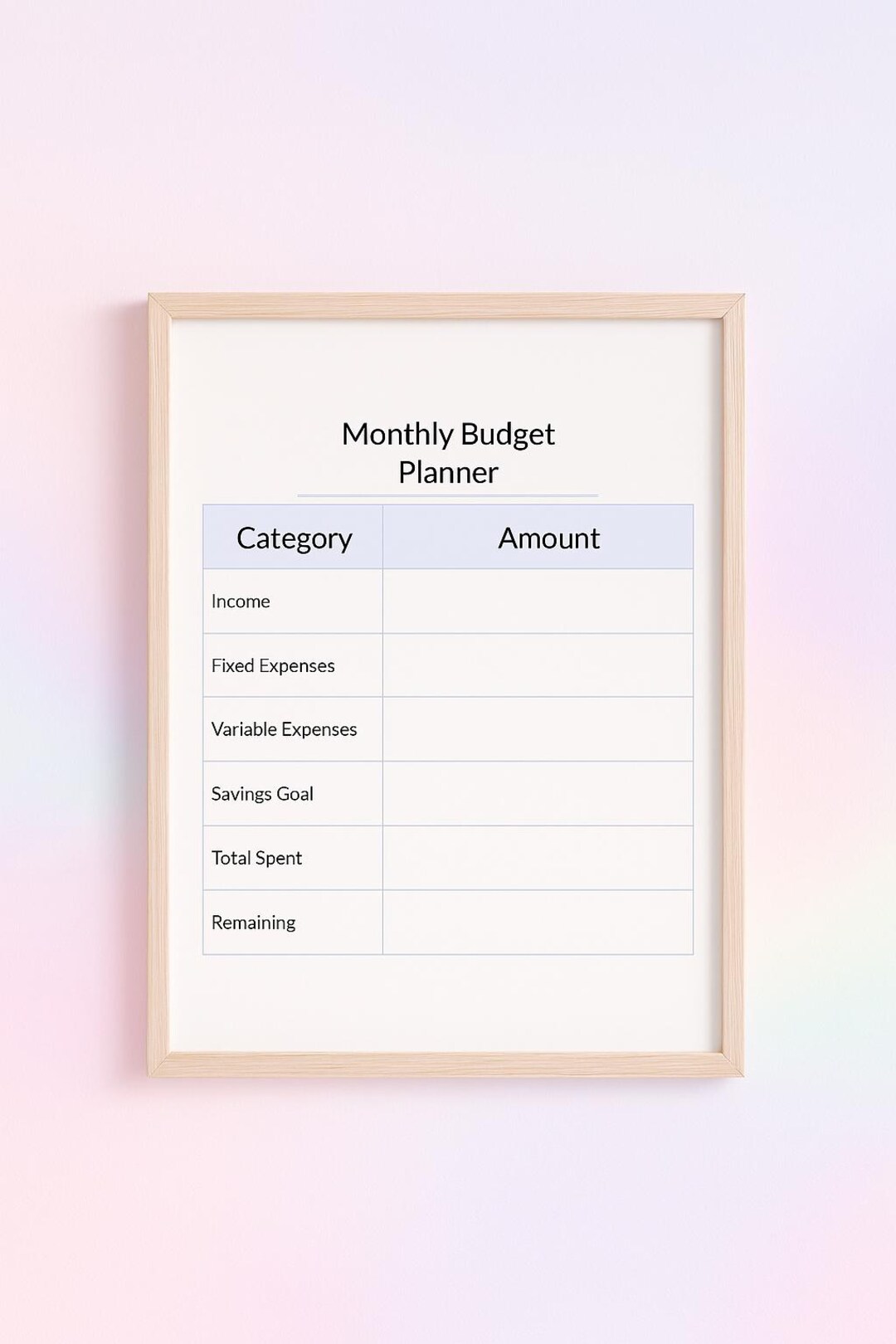 Monthly Budget Planner Printable – A4 & US Letter – Pastel Budget Sheet ...