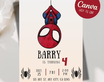 Invitación de cumpleaños editable de Spidey, Invitación para fiesta de cumpleaños de Spidey y sus increíbles amigos, Plantilla de invitación de Spidey para niños