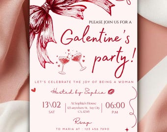 Galentine's Girls Night Invitation, Galentine’s Party Invitation, Digital Galentines day Invite, Editable Canva Template