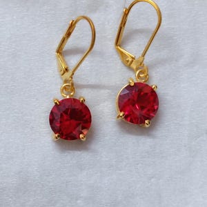 Genuine Ruby Stud Earrings Round Cut, Ruby Earrings 925 Sterling Silver Anniversary Birthday Gifts for Her