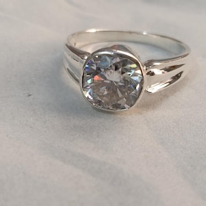 Certifierad naturlig vit safirring 925 sterlingsilver handgjord förlovningsring statementring gåva