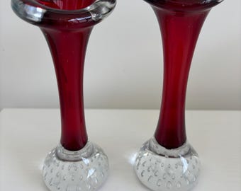 Vintage Scandinavian Aseda Swedish art glass vases set of two