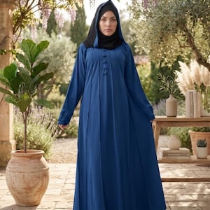 full skirt dress long sleeves Abira Sequin Modest Neckline Long Sleeve Embellished Dress With Side Skirt Light Blue / 22 main image 1