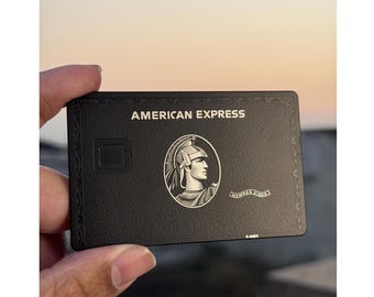 Tarjeta metálica personalizada 1:1 "AMEX Black Centurion" - Cubierta de acero inoxidable - Diseño original 2026 - Hecha a mano - Grabada a láser