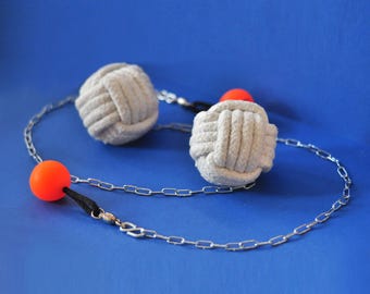 Medium Monkey Fist Fire Poi – Ceramic Wick Spinning Poi for Performance & Flow Art