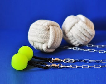 Poi de fuego Monkey Fist de tamaño mediano – Poi de cerámica con mecha giratoria para actuaciones y arte fluido.