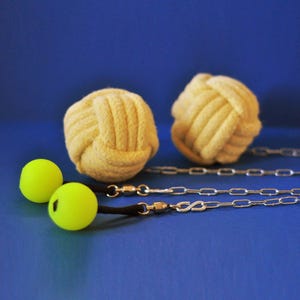 Medium Kevlar Monkey Fist Fire Poi with silicone knobs, Contact poi, Flow Art Props