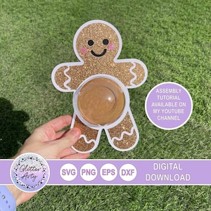GINGERBREAD MAN Candy Holder SVG Dome with opening mechanism, Silhouette, Cricut Cut files, sized for 8cm dome, Candy Sweet Party Favor