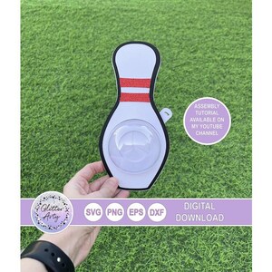 BOWLING PIN Candy Holder SVG, dôme avec mécanisme d'ouverture, silhouette, fichiers de coupe Cricut, dimension pour un dôme de 8 cm, bonbonnière, anniversaire, cadeau
