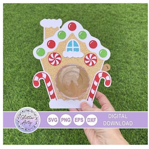 Porte-bonbons en pain d'épice SVG, dôme avec mécanisme d'ouverture, silhouette, fichiers Cricut Cut, dimension pour un dôme de 8 cm, cadeau de Noël, classe