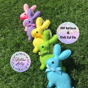CONIGLIETTO DI PASQUA IN FELTRO modello pdf e file di taglio svg, decorazioni pasquali, decorazioni per la cameretta dei bambini, istruzioni incluse, simpatico coniglietto, coniglio, primavera, striscione, regalo