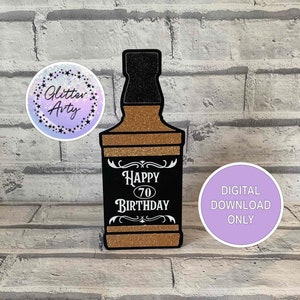 GARRAFA DE UÍSQUE SVG Topo de bolo ou cartão de aniversário, svg dxf eps png, Cricut, arquivos de corte Silhouette, uísque, convite para festa